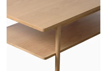 Grumio Rektangulärt Soffbord 120 cm med Hylla i Massivt Trä och Träfanér - Beige - Möbler - Bord & matgrupper - Soffbord