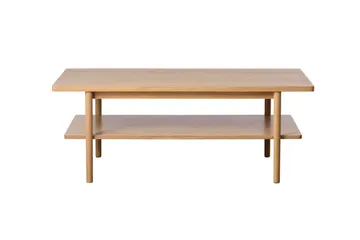 Grumio Rektangulärt Soffbord 120 cm med Hylla i Massivt Trä och Träfanér - Beige - Möbler - Bord & matgrupper - Soffbord