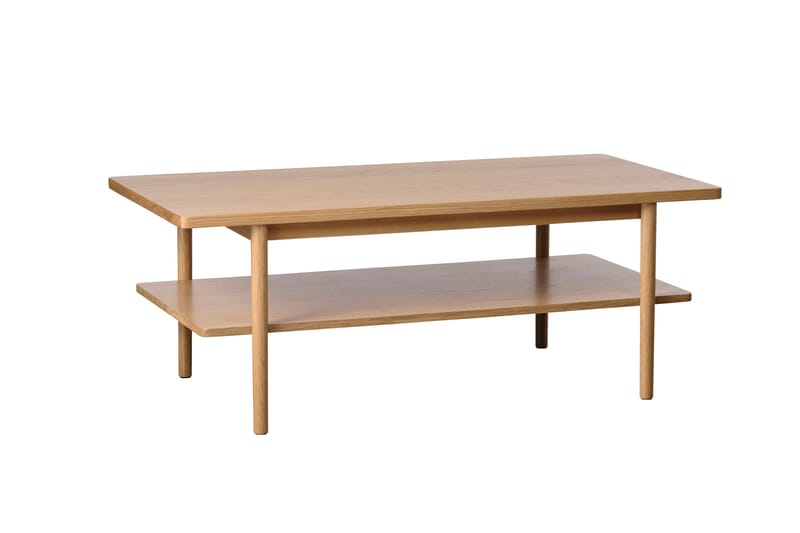 Grumio Rektangulärt Soffbord 120 cm med Hylla i Massivt Trä och Träfanér - Beige - Möbler - Bord & matgrupper - Soffbord