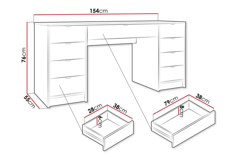 Gudelia Sminkbord 154 cm - Svart - Möbler - Bord & matgrupper - Sminkbord & toalettbord