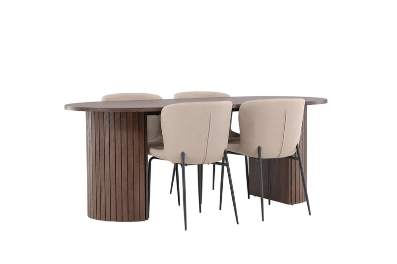 Härön Matgrupp 200 cm Oval med 4 Modesto stolar - Mocca/Beige - Möbler - Bord & matgrupper - Matgrupper