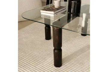 Harman Ovalt Soffbord 80 cm i Glas och Trä med Svarvade Ben - Klar - Möbler - Bord & matgrupper - Soffbord
