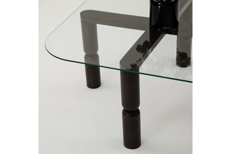 Harman Ovalt Soffbord 80 cm i Glas och Trä med Svarvade Ben - Klar - Möbler - Bord & matgrupper - Soffbord
