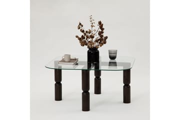 Harman Ovalt Soffbord 80 cm i Glas och Trä med Svarvade Ben - Klar - Möbler - Bord & matgrupper - Soffbord