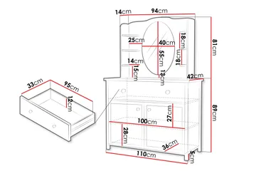 Hilts Sminkbord 110x42 cm - Vit/Rosa - Möbler - Bord & matgrupper - Sminkbord & toalettbord