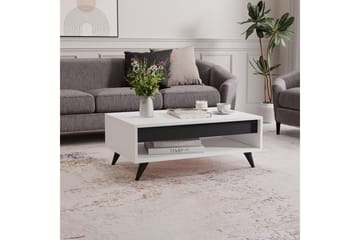 Hume Rektangulärt Soffbord 90 cm med Hyllor i Trä - Vit - Möbler - Bord & matgrupper - Soffbord