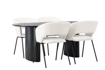 Isolde Matgrupp 180 cm Oval med 4 Day stolar - Svart - Möbler - Bord & matgrupper - Matgrupper