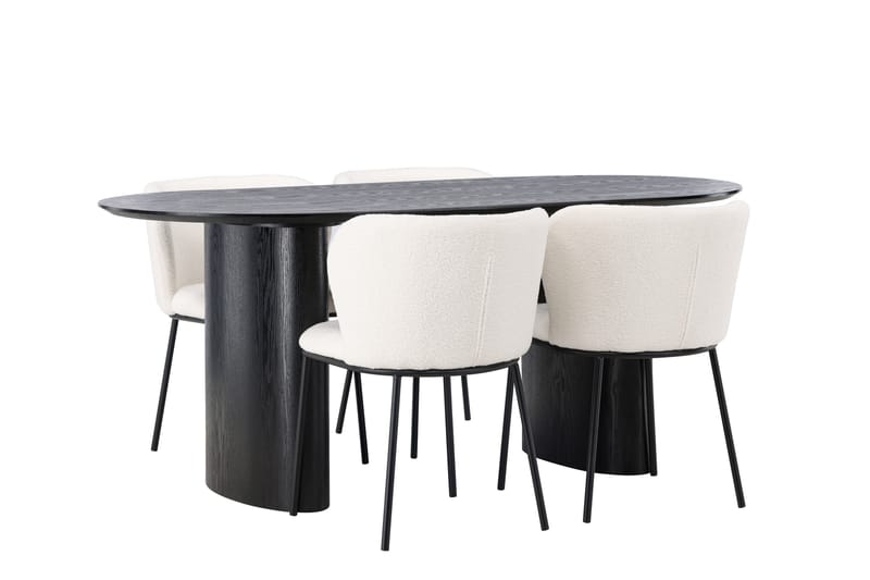 Isolde Matgrupp 180 cm Oval med 4 Edina Stolar - Svart - Möbler - Bord & matgrupper - Matgrupper