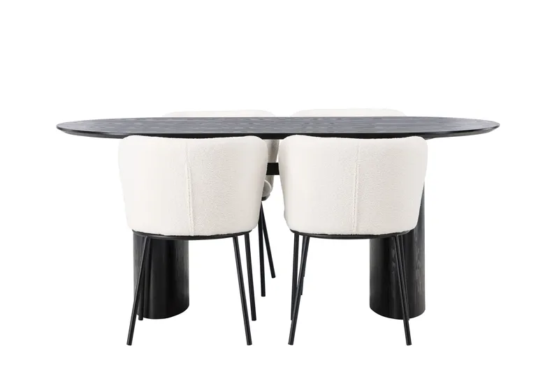 Isolde Matgrupp 180 cm Oval med 4 Edina Stolar, Svart