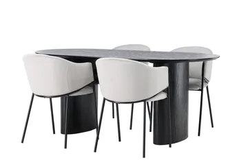 Isolde Matgrupp 180 cm Oval med 4 Evelina stolar - Svart - Möbler - Bord & matgrupper - Matgrupper