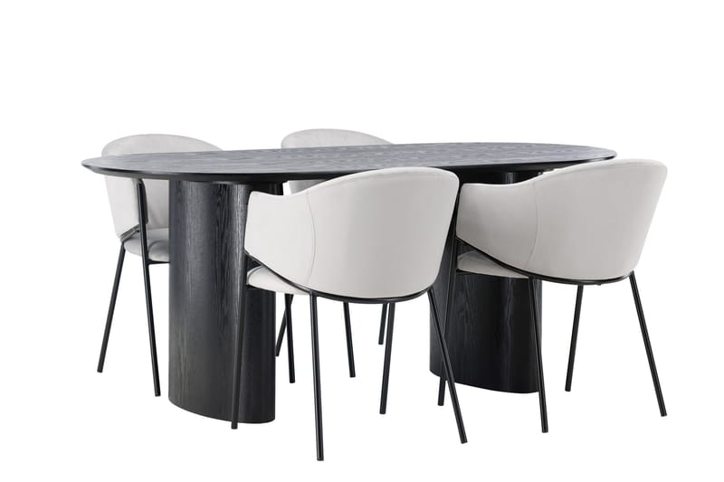 Isolde Matgrupp 180 cm Oval med 4 Evelina stolar - Svart - Möbler - Bord & matgrupper - Matgrupper