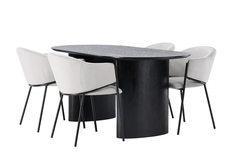 Isolde Matgrupp 180 cm Oval med 4 Evelina stolar - Svart - Möbler - Bord & matgrupper - Matgrupper