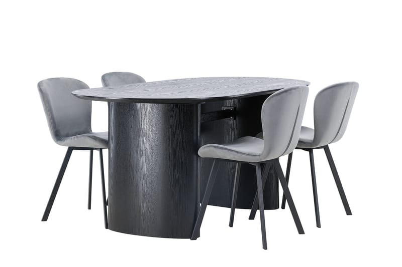 Isolde Matgrupp 180 cm Oval med 4 Lilja stolar - Svart - Möbler - Bord & matgrupper - Matgrupper