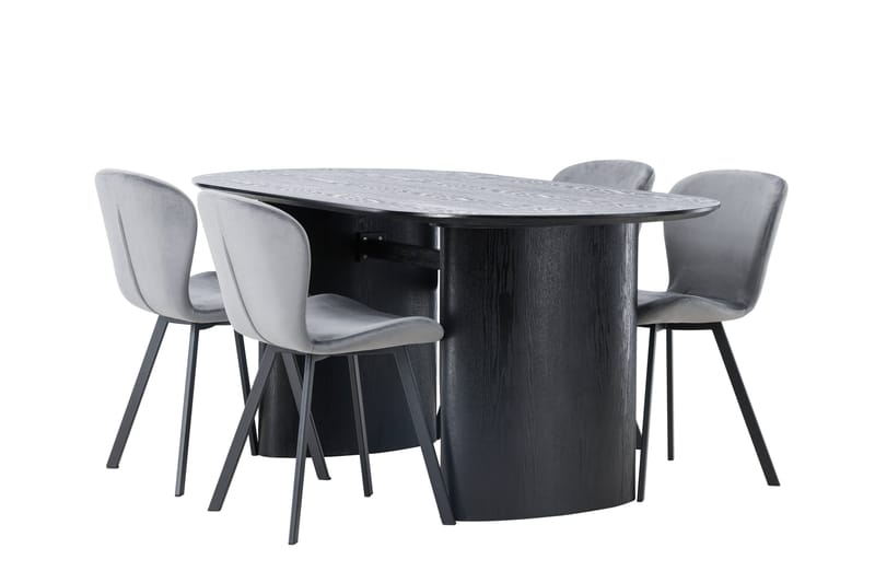 Isolde Matgrupp 180 cm Oval med 4 Lilja stolar - Svart - Möbler - Bord & matgrupper - Matgrupper