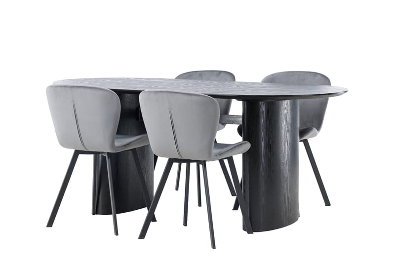 Isolde Matgrupp 180 cm Oval med 4 Lilja stolar - Svart - Möbler - Bord & matgrupper - Matgrupper