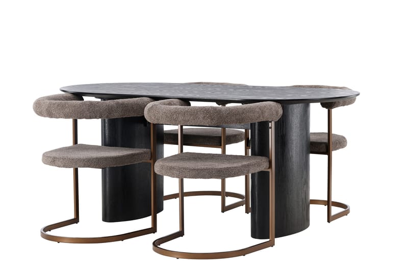 Isolde Matgrupp 180 cm Oval med 4 Morning stolar - Brun - Möbler - Bord & matgrupper - Matgrupper