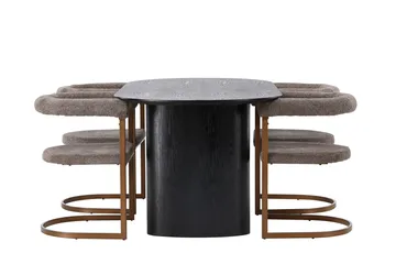 Isolde Matgrupp 180 cm Oval med 4 Morning stolar - Brun - Möbler - Bord & matgrupper - Matgrupper