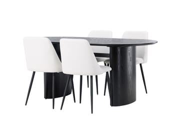Isolde Matgrupp 180 cm Oval med 4 Night stolar - Svart - Möbler - Bord & matgrupper - Matgrupper