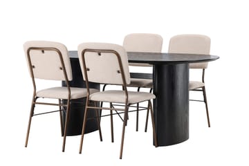 Isolde Matgrupp 180 cm Oval med 4 Seda stolar - Beige - Möbler - Bord & matgrupper - Matgrupper