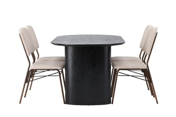 Isolde Matgrupp 180 cm Oval med 4 Seda stolar - Beige - Möbler - Bord & matgrupper - Matgrupper
