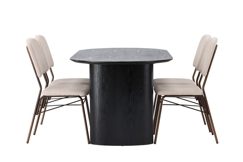 Isolde Matgrupp 180 cm Oval med 4 Seda stolar - Beige - Möbler - Bord & matgrupper - Matgrupper
