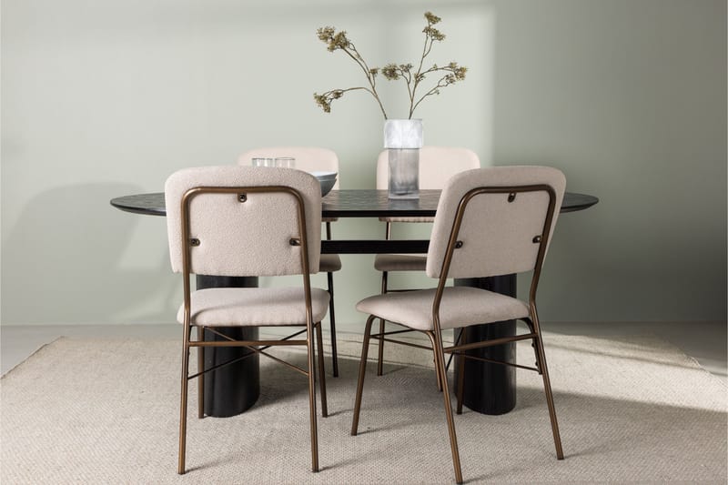 Isolde Matgrupp 180 cm Oval med 4 Seda stolar - Beige - Möbler - Bord & matgrupper - Matgrupper