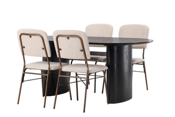 Isolde Matgrupp 180 cm Oval med 4 Seda stolar - Beige - Möbler - Bord & matgrupper - Matgrupper