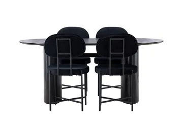 Isolde Matgrupp 180 cm Oval med 4 Stella stolar - Svart - Möbler - Bord & matgrupper - Matgrupper