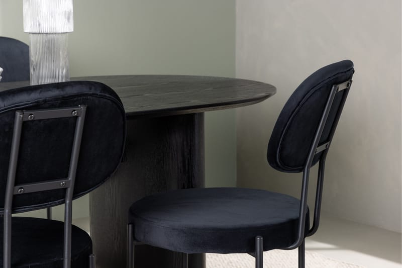 Isolde Matgrupp 180 cm Oval med 4 Stella stolar - Svart - Möbler - Bord & matgrupper - Matgrupper