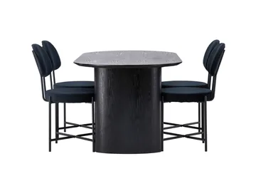 Isolde Matgrupp 180 cm Oval med 4 Stella stolar - Svart - Möbler - Bord & matgrupper - Matgrupper