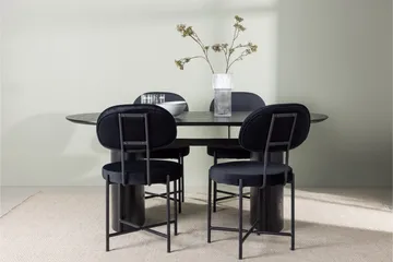Isolde Matgrupp 180 cm Oval med 4 Stella stolar - Svart - Möbler - Bord & matgrupper - Matgrupper