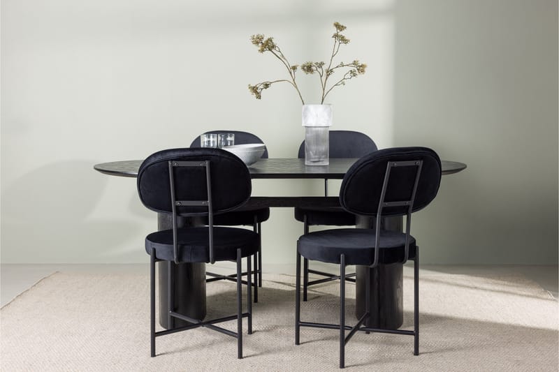 Isolde Matgrupp 180 cm Oval med 4 Stella stolar - Svart - Möbler - Bord & matgrupper - Matgrupper