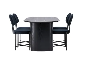 Isolde Matgrupp 180 cm Oval med 4 Stella stolar - Svart - Möbler - Bord & matgrupper - Matgrupper