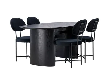 Isolde Matgrupp 180 cm Oval med 4 Stella stolar - Svart - Möbler - Bord & matgrupper - Matgrupper