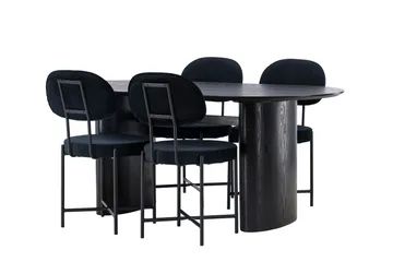 Isolde Matgrupp 180 cm Oval med 4 Stella stolar - Svart - Möbler - Bord & matgrupper - Matgrupper