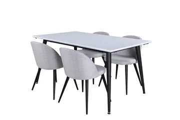 Jimmy Förlängningsbart Matbord 150 cm med 4 Velvet Matstol - Möbler - Bord & matgrupper - Matgrupper