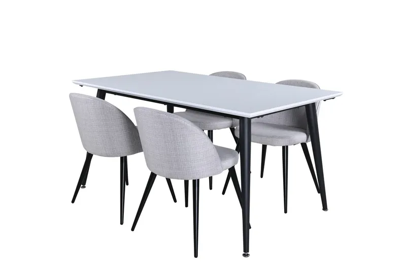 Jimmy Förlängningsbart Matbord 150 cm med 4 Velvet Matstol - Möbler - Bord & matgrupper - Matgrupper