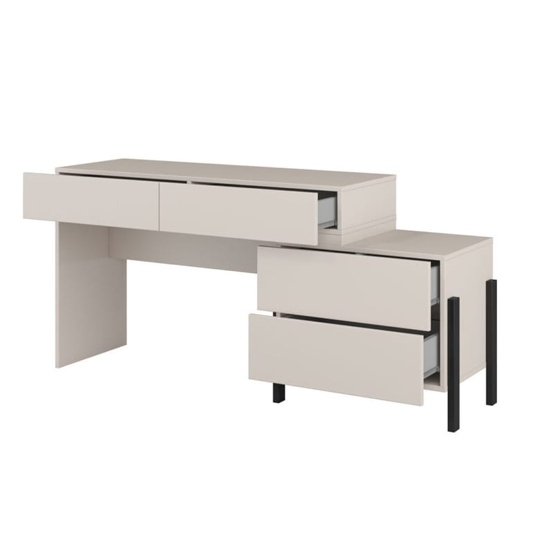 Jukon S Sminkbord med 4 Lådor i Trä med Metallben - Ljusbeige - Möbler - Bord & matgrupper - Sminkbord & toalettbord