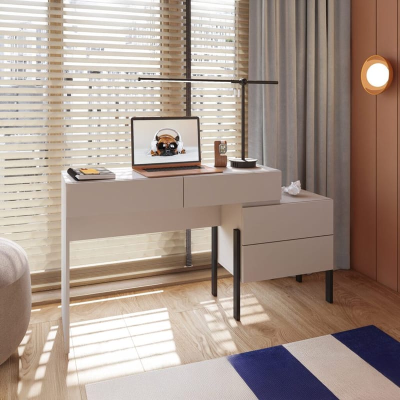 Jukon S Sminkbord med 4 Lådor i Trä med Metallben - Ljusbeige - Möbler - Bord & matgrupper - Sminkbord & toalettbord