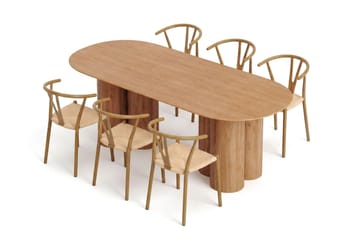 Juno Matgrupp rektangulärt 220 cm Ek med 6 Elysia Matstolar - Möbler - Bord & matgrupper - Matgrupper