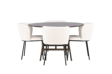 Kaseidon Matgrupp 100 cm Rund med 4 Edina Stolar - Mörkbrun - Möbler - Bord & matgrupper - Matgrupper