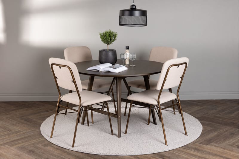 Kaseidon Matgrupp 100 cm Rund med 4 Seda stolar - Beige - Möbler - Bord & matgrupper - Matgrupper