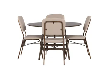 Kaseidon Matgrupp 100 cm Rund med 4 Seda stolar - Beige - Möbler - Bord & matgrupper - Matgrupper