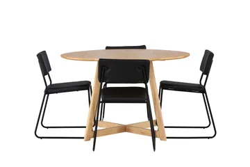 Kenth Matgrupp 120 cm Rund med 4 Kenth Stolar - Svart - Möbler - Bord & matgrupper - Matgrupper