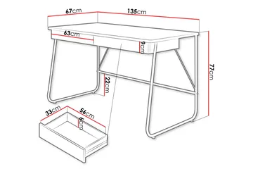 Aditiya Skrivbord 67x135 cm - Svart - Möbler - Bord & matgrupper - Kontorsbord - Skrivbord