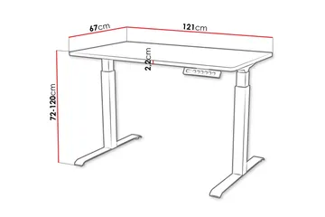 Adrianah Skrivbord 67x121 cm - Vit/Svart - Möbler - Bord & matgrupper - Kontorsbord - Skrivbord - Höj och sänkbart skrivbord