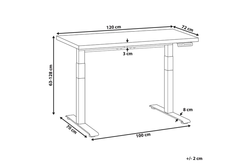 Bina Skrivbord 72x120 cm - Mörkt trä/Vit - Möbler - Bord & matgrupper - Kontorsbord - Skrivbord - Höj och sänkbart skrivbord