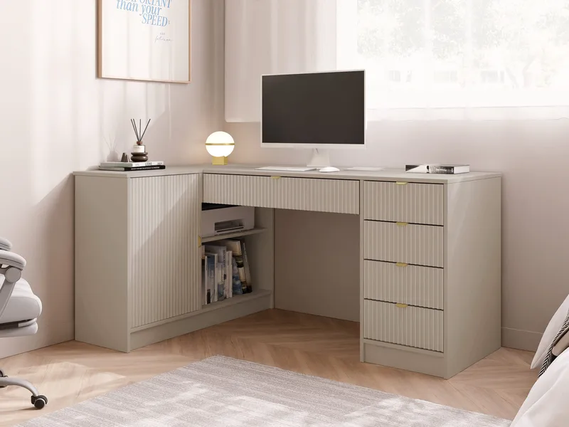 Gudelia Skrivbord 158 cm - beige - Möbler - Bord & matgrupper - Kontorsbord - Skrivbord - Hörnskrivbord