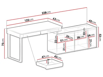 Travic Skrivbord 228 cm - Möbler - Bord & matgrupper - Kontorsbord - Skrivbord