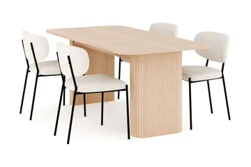 Kopparbo Matgrupp 180-240 cm Förlängningsbart med 4 Gemmiano Matstolar - Whitewash - Möbler - Bord & matgrupper - Matgrupper